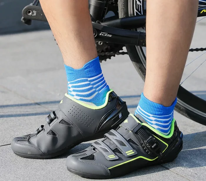 Men's towel bottom non slip cycling crew socks - Imagen 7