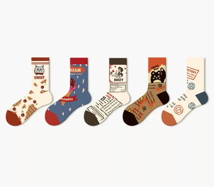 Popular ins style oil painting medium tube socks for Men Women