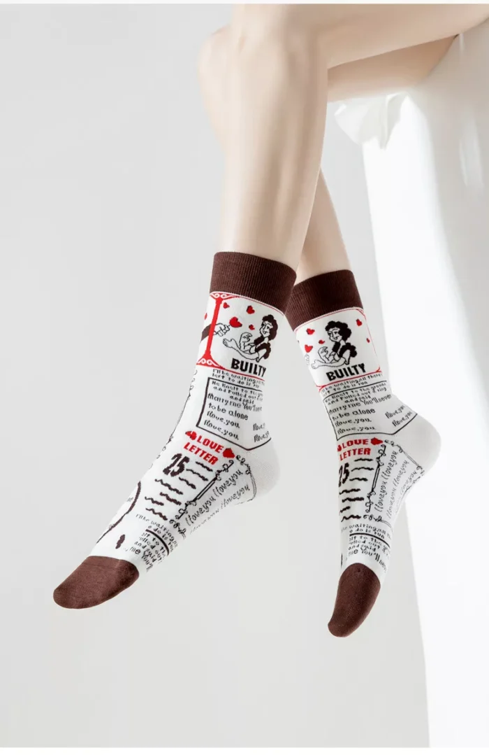 Popular ins style oil painting medium tube socks for Men Women – Image 3