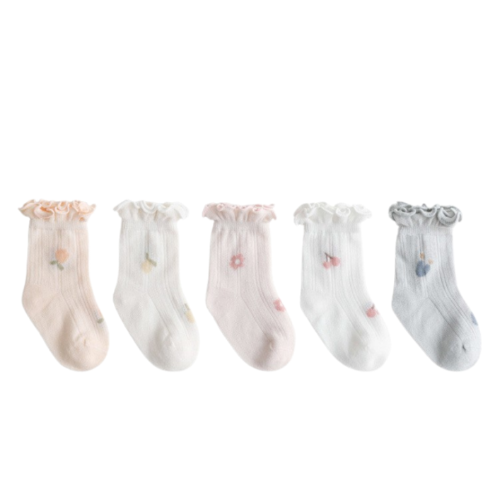 Babies' summer thin jacquard mesh combed cotton socks