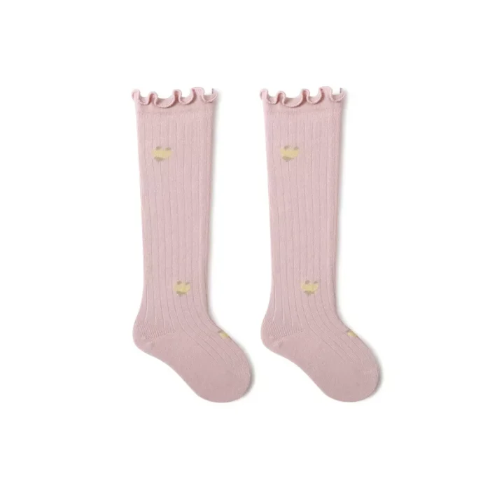 Babies' spring Floral loose cuff knee high socks - Image 6