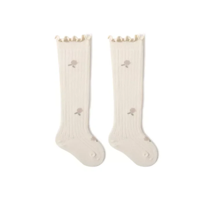 Babies' spring Floral loose cuff knee high socks - Image 4