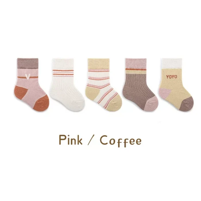 Babies' spring preppy style loose cuff low cut socks 5 pairs Set - Image 4