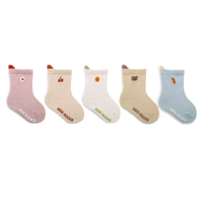 Babies' spring jacquard tab top loose cuff low cut socks