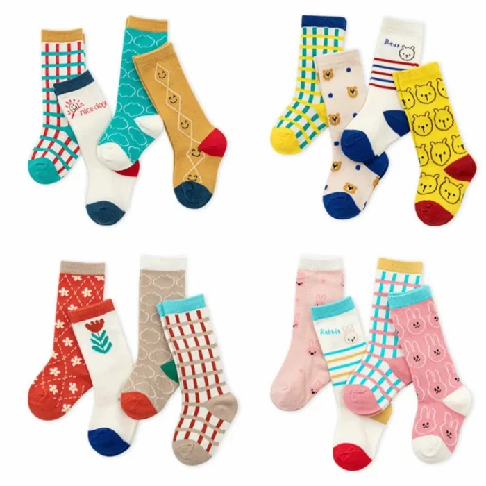 Multicolor Kawaii Cartoon Jacquard Baby Stocking