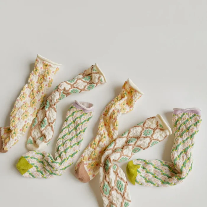 Kawaii Pattern Flower Jacquard Korean Style Baby Kids Stocking