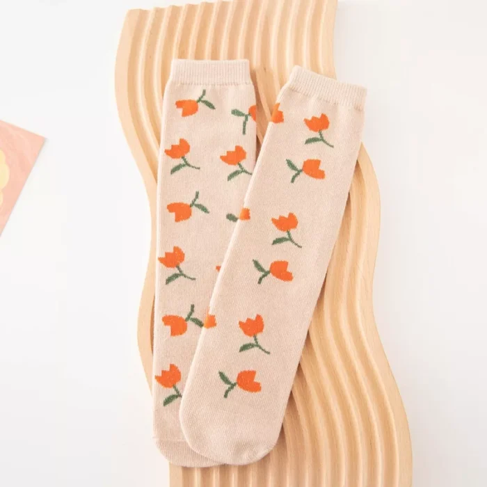 Cute Cotton Soft Flower Jacquard kid's Baby girl's Stocking - Image 8