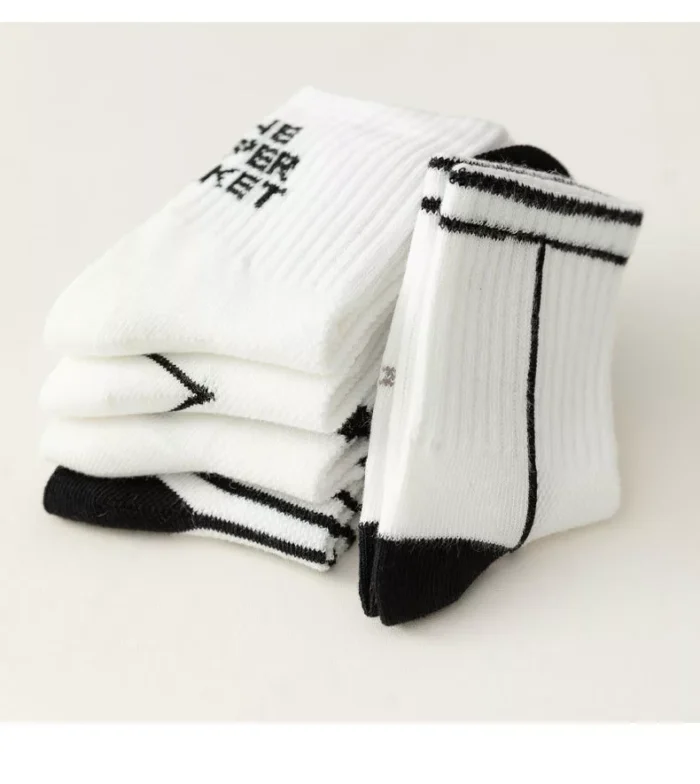 Kids' Spring stripe pattern mesh ankle socks 5 paris set - Imagen 3