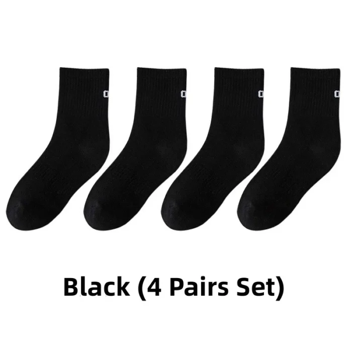 Kids' autumn Letter pattern cotton ankle socks 4 pairs set - Image 3