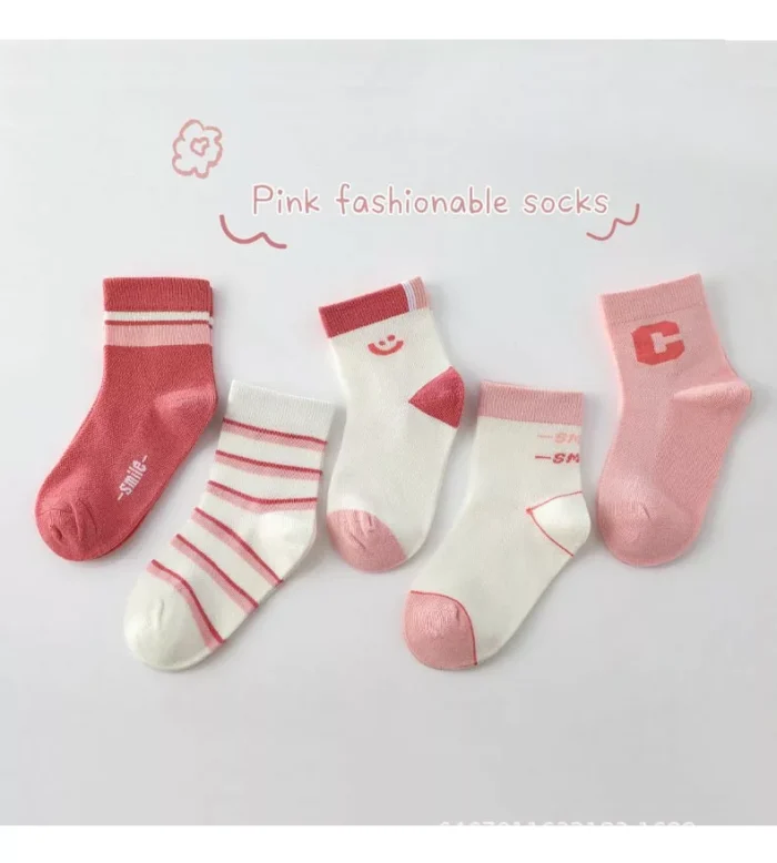 Kids' Spring pink mesh ankle socks - Imagen 2
