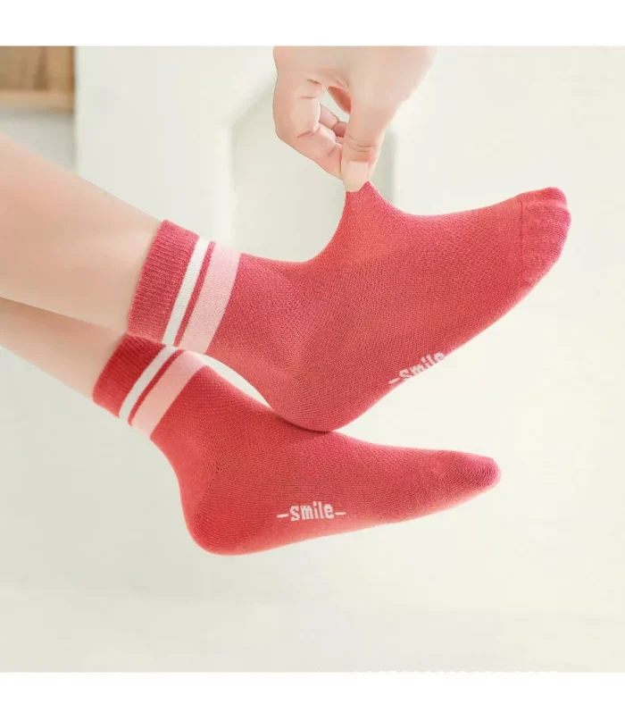 Kids' Spring pink mesh ankle socks - Imagen 4