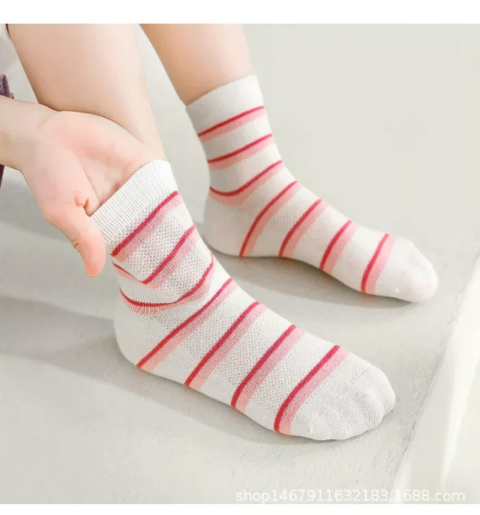 Kids' Spring pink mesh ankle socks - Imagen 3