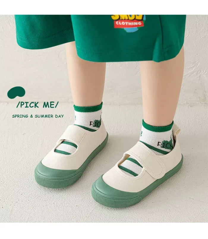Kids' Spring green mesh combed cotton low cut socks – Image 4