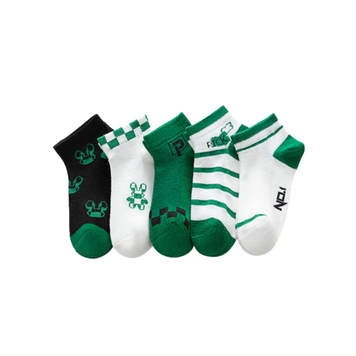 Kids' Spring green mesh combed cotton low cut socks