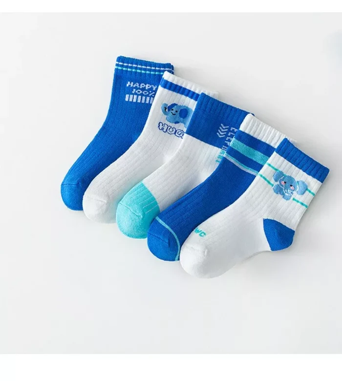 Kids' Spring blue mesh combed cotton low cut socks - Imagen 6