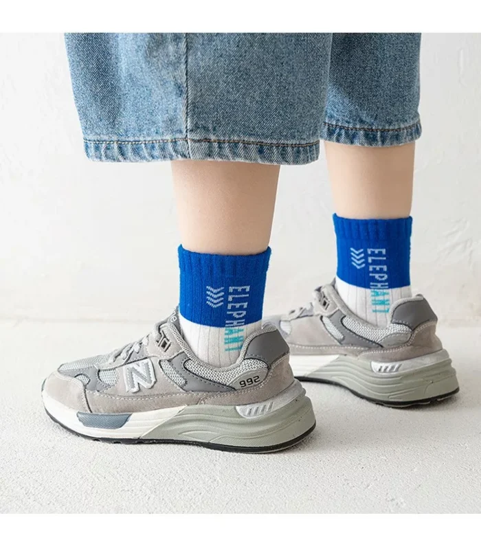 Kids' Spring blue mesh combed cotton low cut socks - Imagen 5