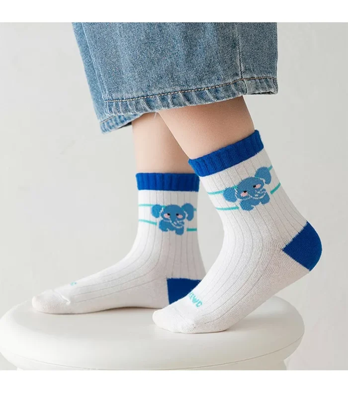 Kids' Spring blue mesh combed cotton low cut socks - Imagen 4