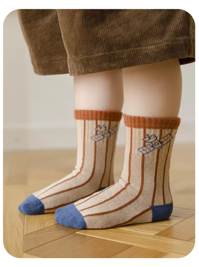 Kids' autumn preppy style combed cotton ankle socks 5 pairs set - Image 3