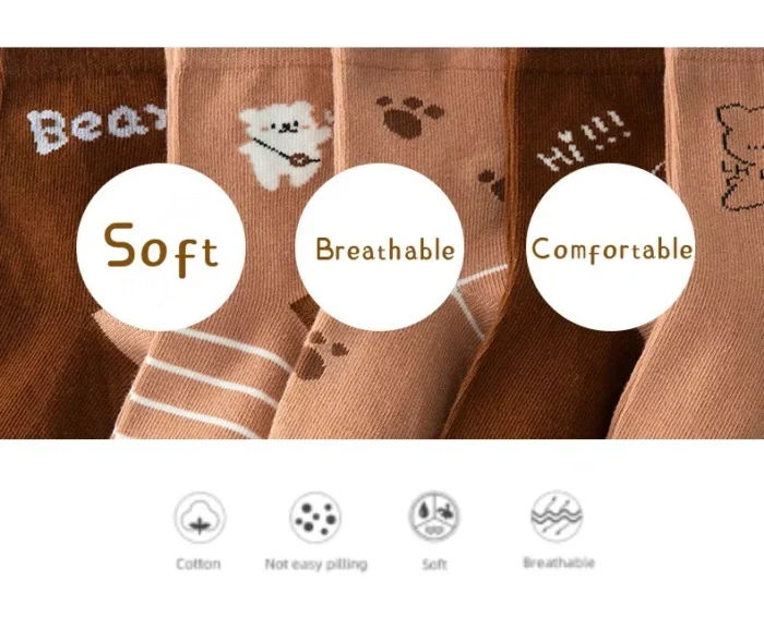 Kids' autumn cartton bear cotton ankle socks - Image 2