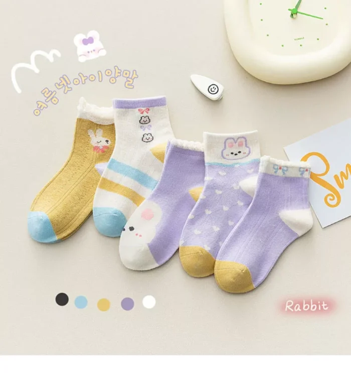 Kid's Spring Rabbit Floral Mesh Ankle socks - Image 8