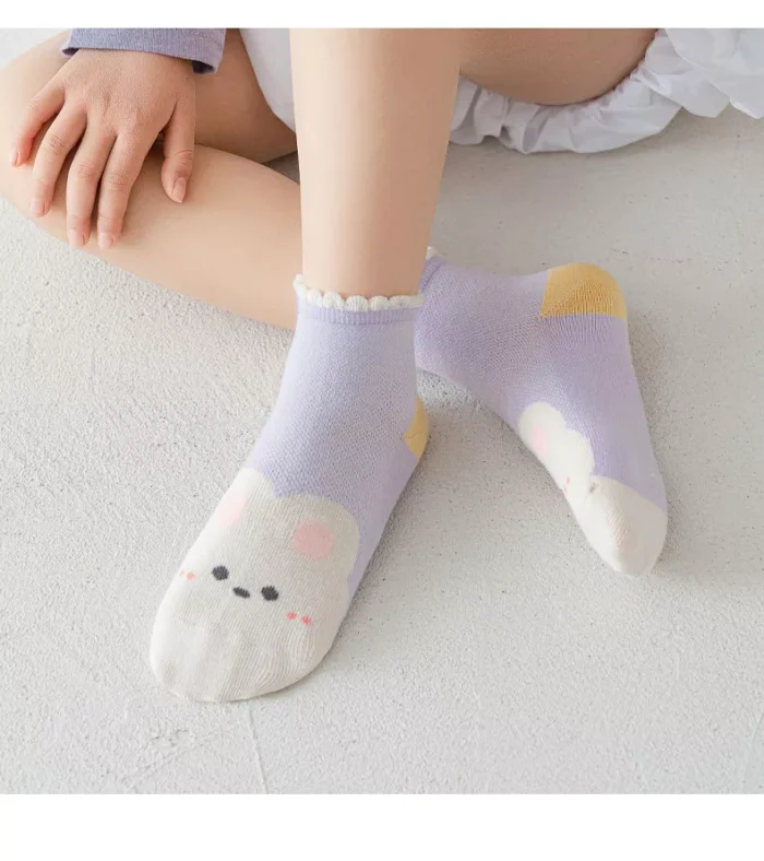 Kid's Spring Rabbit Floral Mesh Ankle socks - Image 6