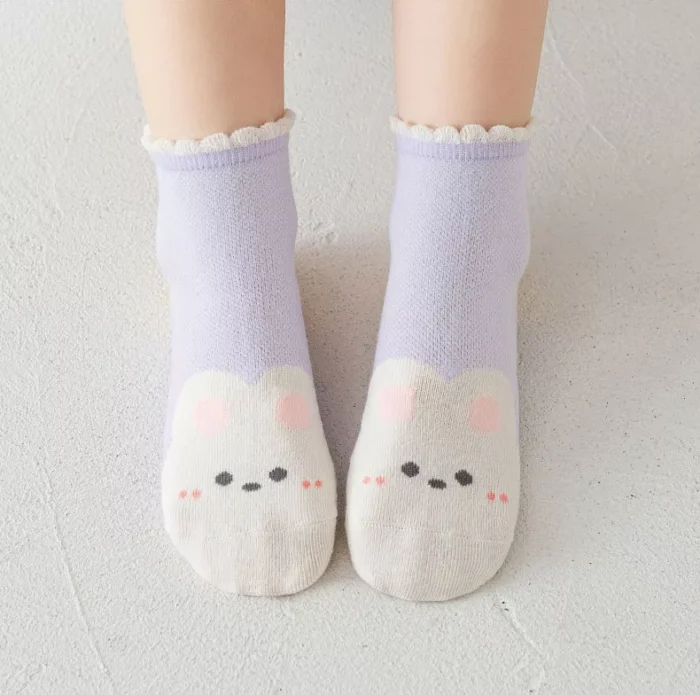 Kid's Spring Rabbit Floral Mesh Ankle socks - Image 7