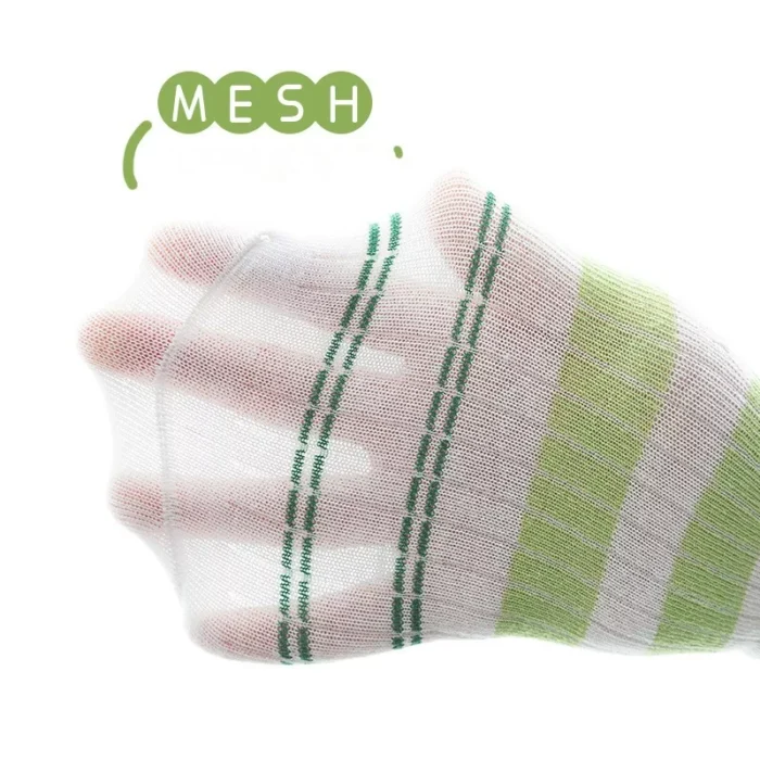 Kid's Spring Green Bear Mesh Combed cotton Ankle socks - Image 2