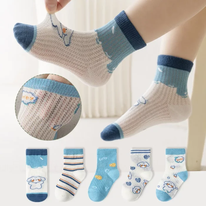 Kid's Summer Mesh Animal Multi Pattern Cotton Ankle socks - Image 2