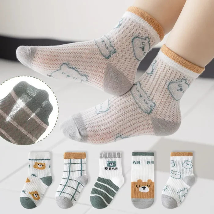 Kid's Summer Mesh Animal Multi Pattern Cotton Ankle socks - Image 3