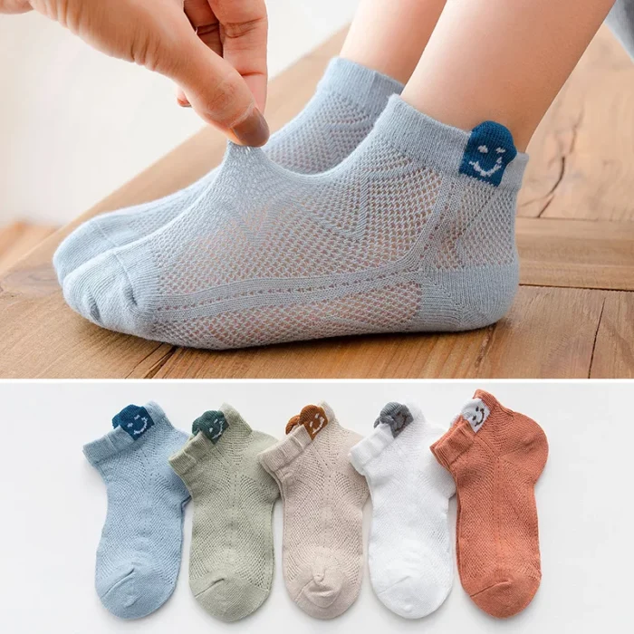 Kid's Summer Mesh Multi Pattern Cotton Ankle socks - Image 5