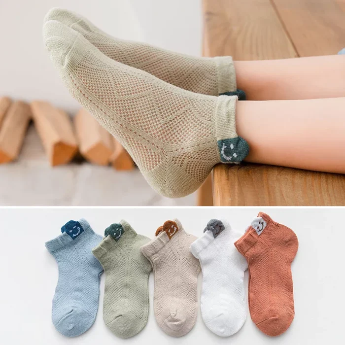 Kid's Summer Mesh Multi Pattern Cotton Ankle socks - Image 4