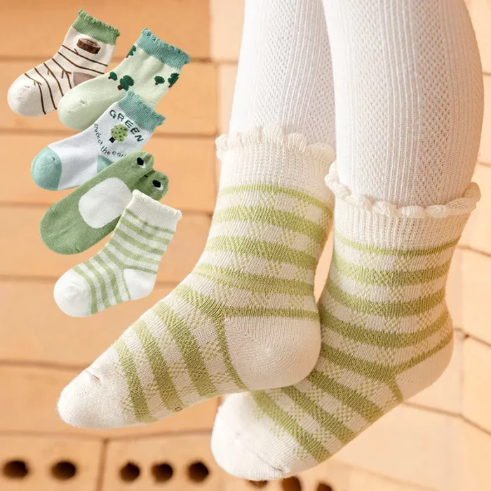 Kids' Autumn Winter  Blue Bear Ankle socks 5 Pairs Set - Image 5