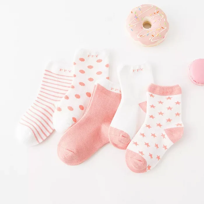 Kids' Autumn Winter Dots Ankle socks 5 Pairs Set - Imagen 3