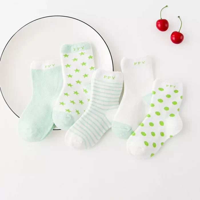 Kids' Autumn Winter Dots Ankle socks 5 Pairs Set - Imagen 2