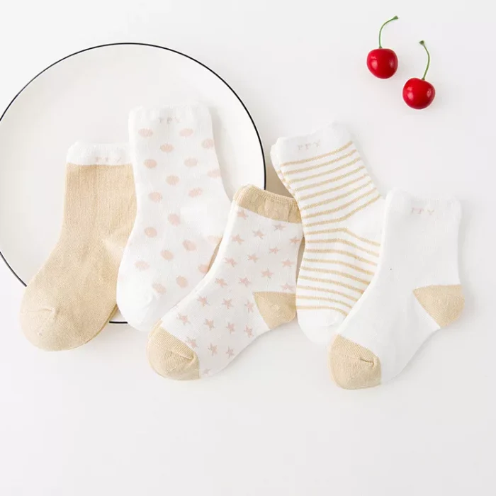 Kids' Autumn Winter Dots Ankle socks 5 Pairs Set - Imagen 4