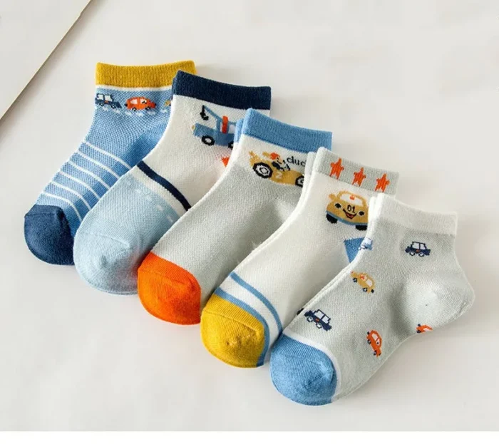 Kids' Summer Mesh Multi Patterned Cotton Ankle Socks