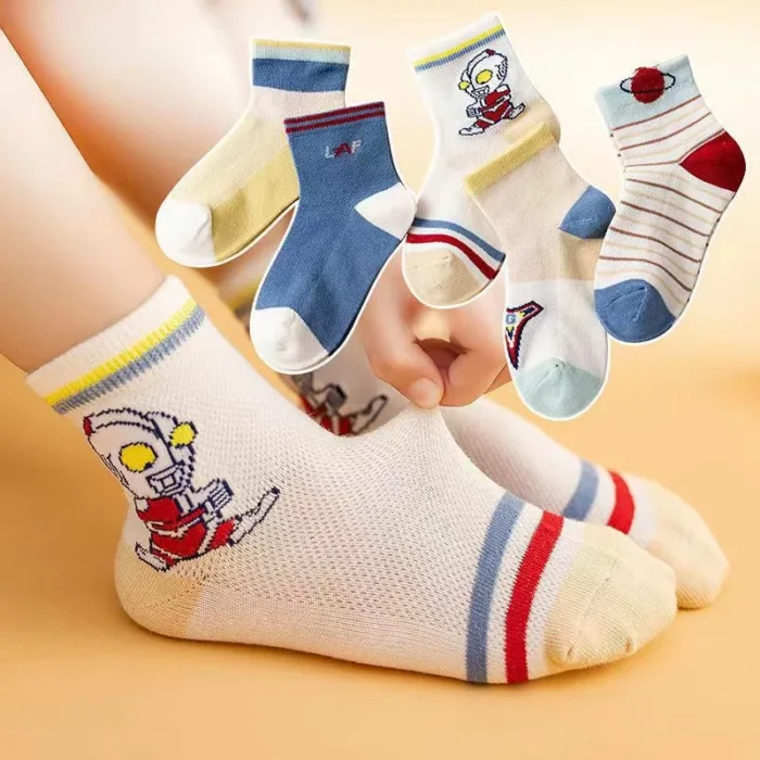 Kids' Summer Mesh Multi Patterned Cotton Ankle Socks - Imagen 5