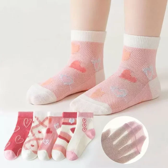 Kids' Summer Mesh Flora Cotton Ankle Socks - Imagen 5