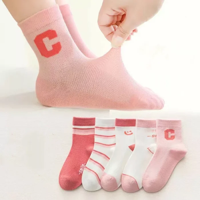 Kids' Summer Mesh Flora Cotton Ankle Socks - Imagen 4