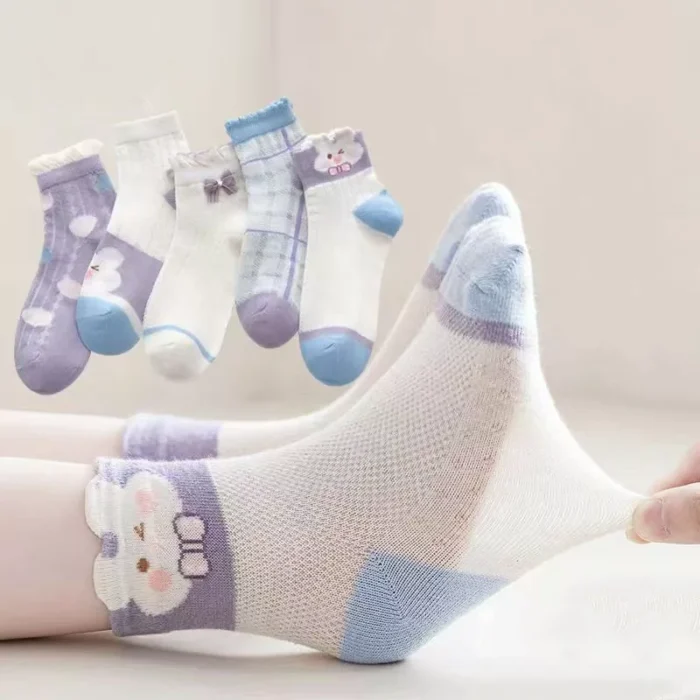 Kids' Summer Mesh Flora Cotton Ankle Socks - Imagen 2