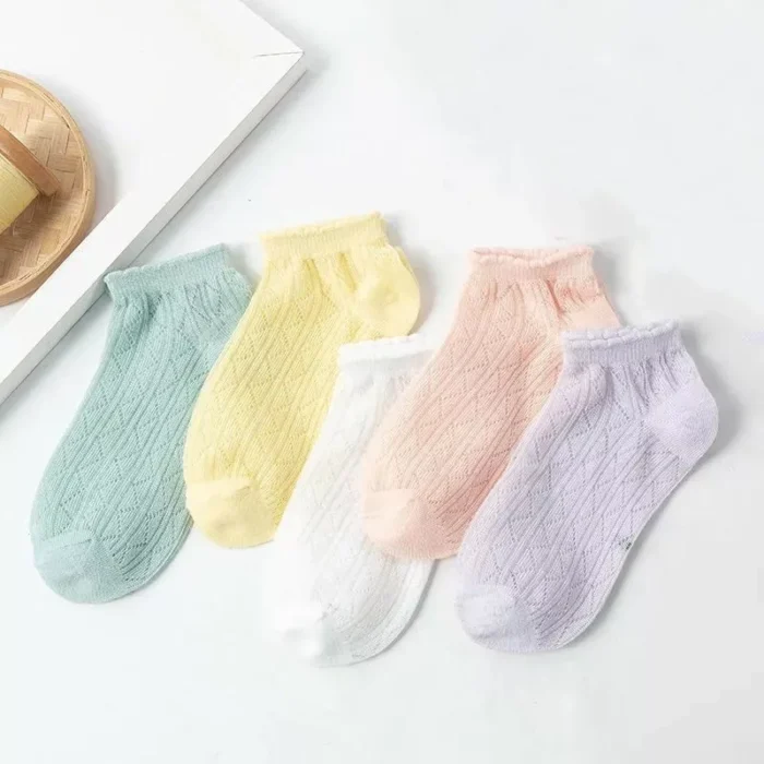 Kids' Summer Mesh Flora Cotton Ankle Socks - Imagen 6