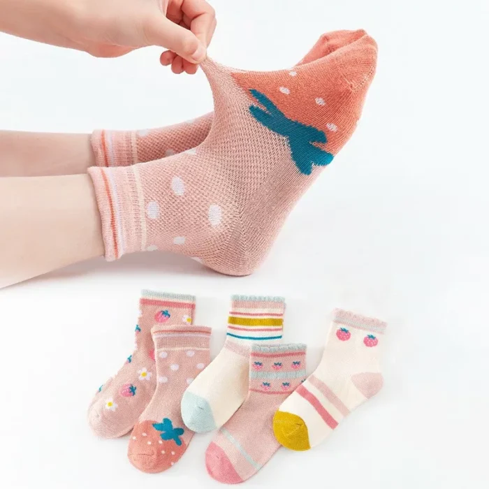 Kids' Summer Mesh Flora Cotton Ankle Socks - Imagen 3