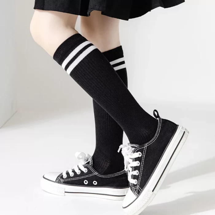 Kids' Summer Mesh Striped Knee High Socks - Imagen 6