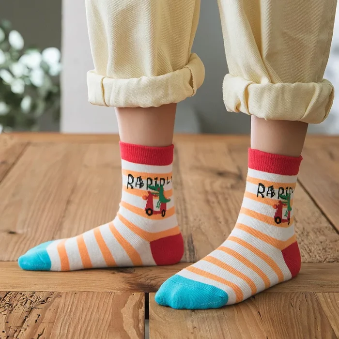 Fashion Mult Colored Stripe Kids Socks Unisex - Image 5