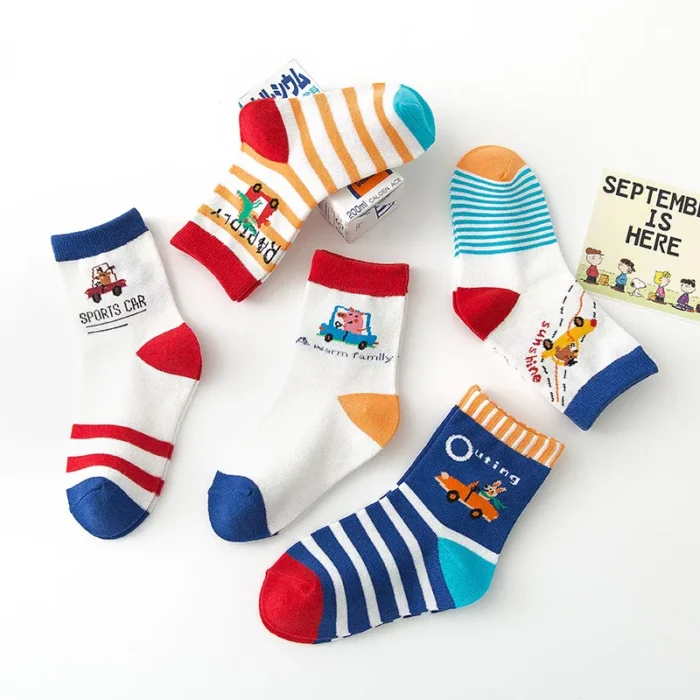 Fashion Mult Colored Stripe Kids Socks Unisex - Image 3