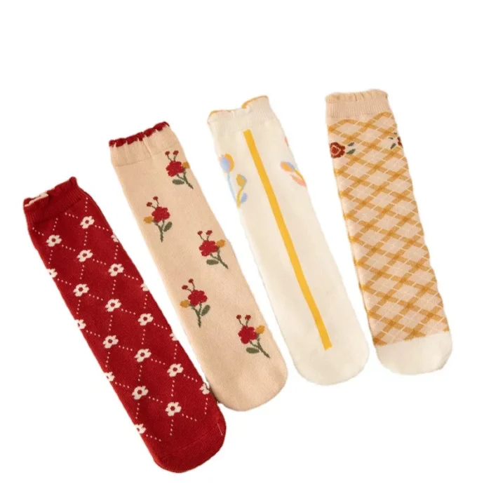 Floral Jacquard Girls Socks