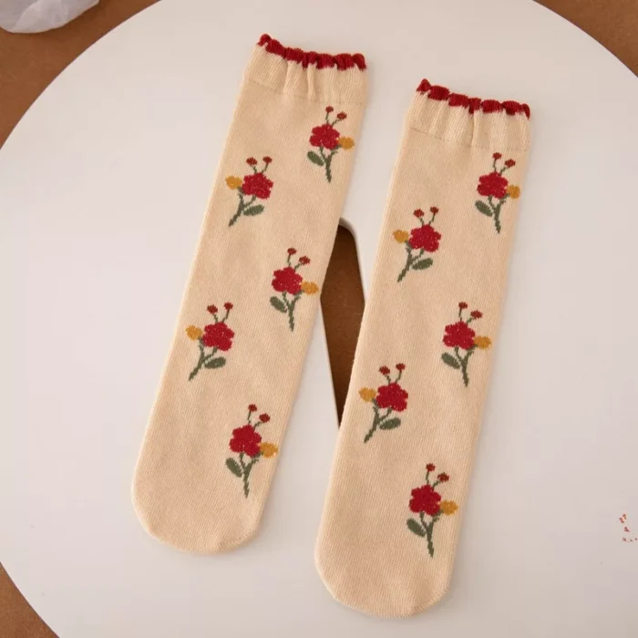 Floral Jacquard Girls Socks - Image 5