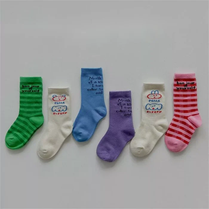 Multi color stripe unisex kids socks