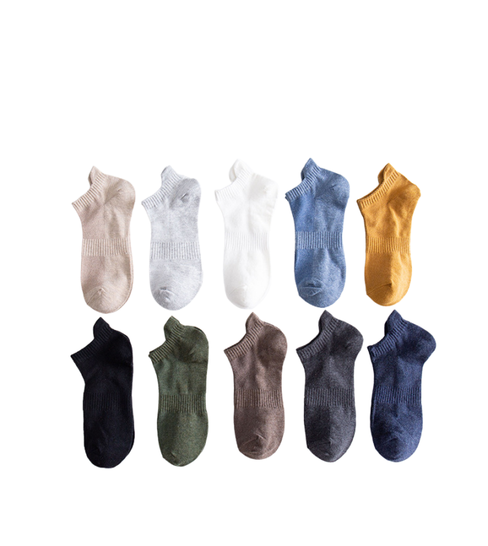 Men's thin tab top solid color mesh low cut socks