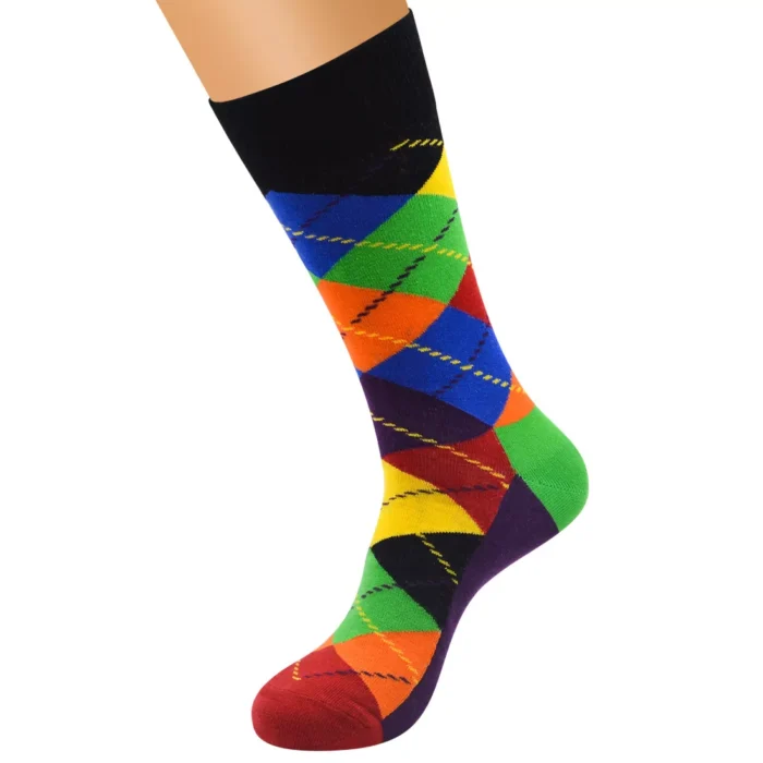 Men's Women's Geomtric Pattern Vintage British Style Socks - Image 3